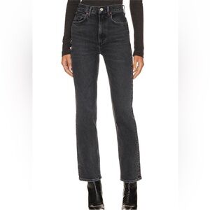 AGOLDE High Rise Stovepipe Metal Washed Black Denim Jeans 24 NWOT A9096-1372